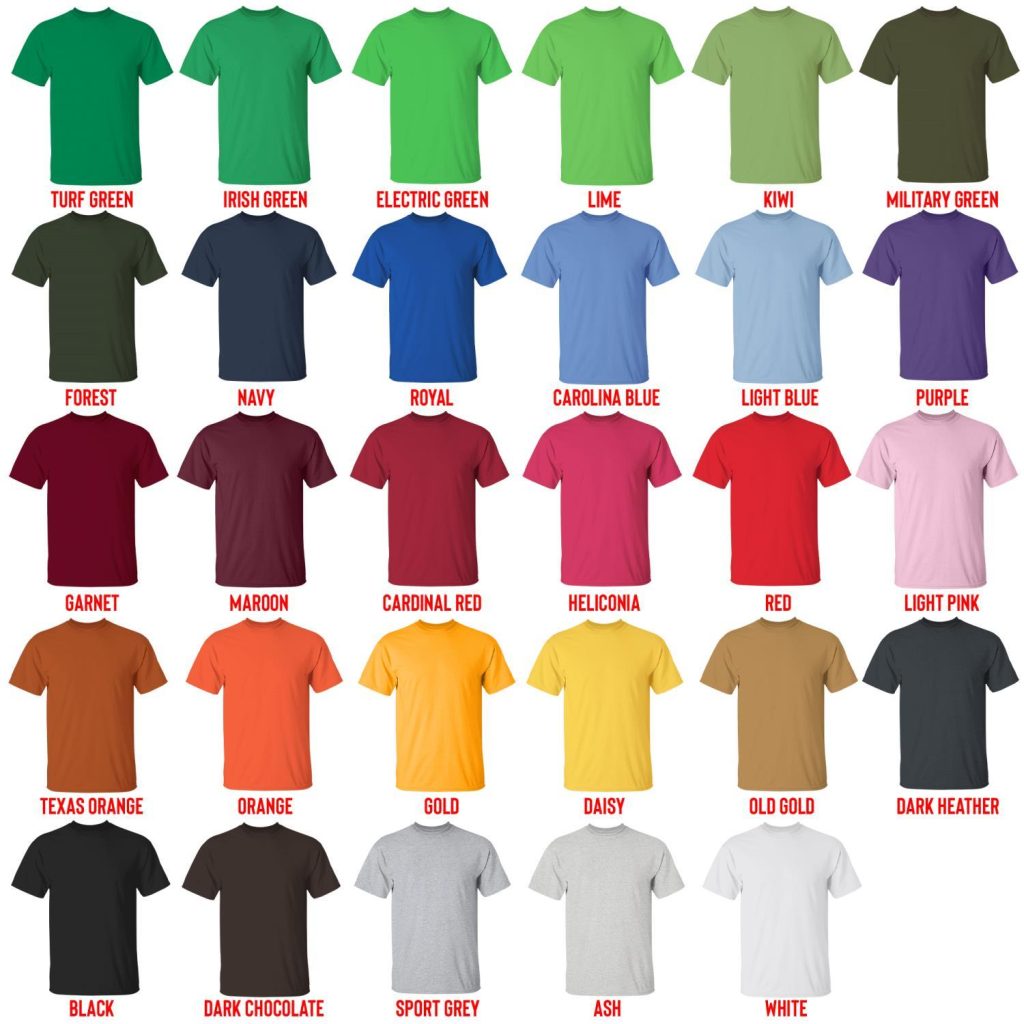t shirt color chart - Feid Merch