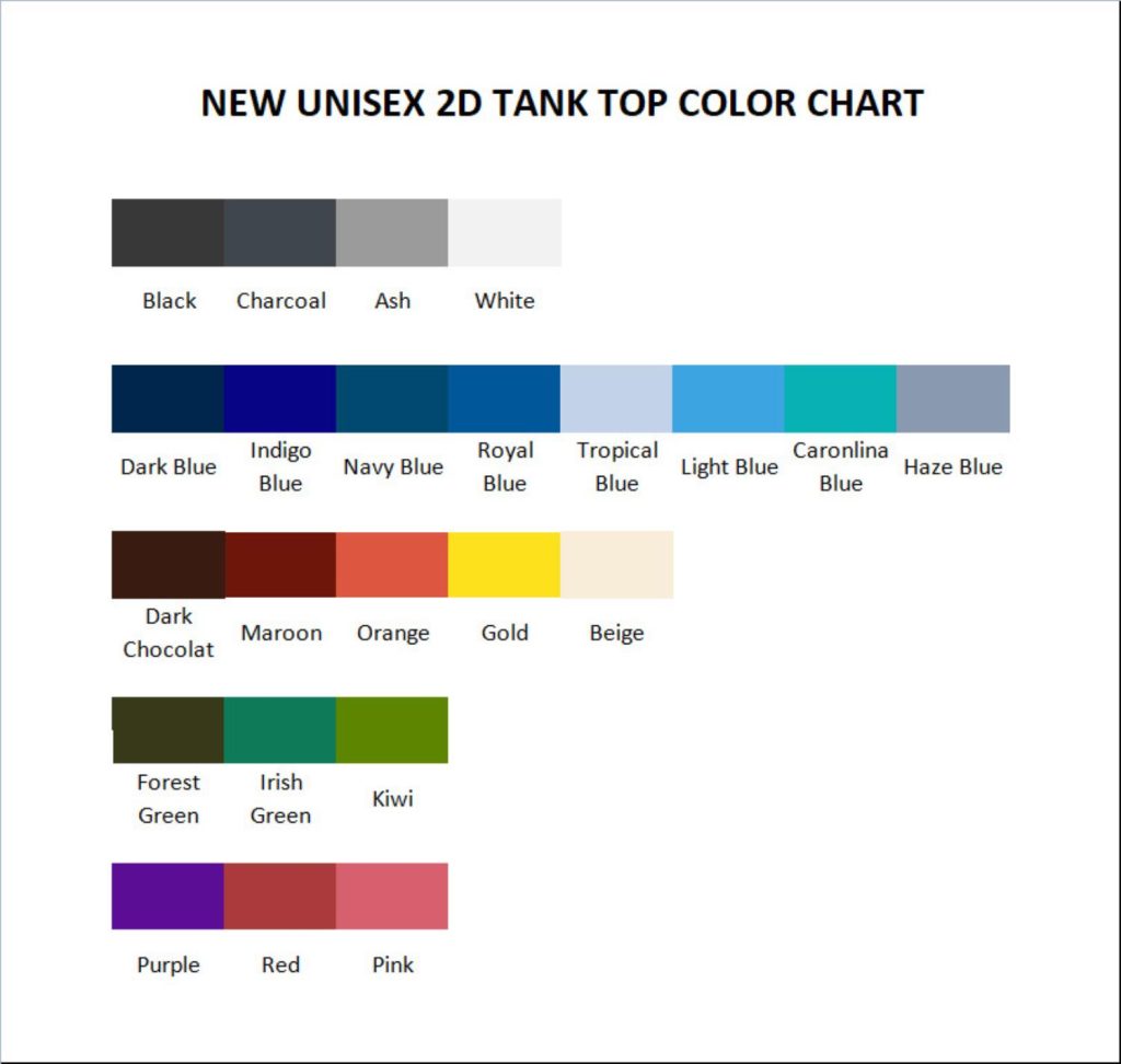 tank top color chart - Feid Merch